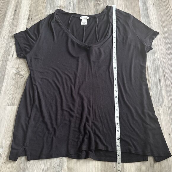 Vintage Wet Seal Y2K Black Tie T Shirt With Asymmetrical Bottom Size Large - Picture 6 of 6